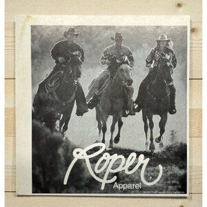 Roper Apparel Vintage Print Ad 1990s Cowboys Western Fashion Ranch Rodeo
